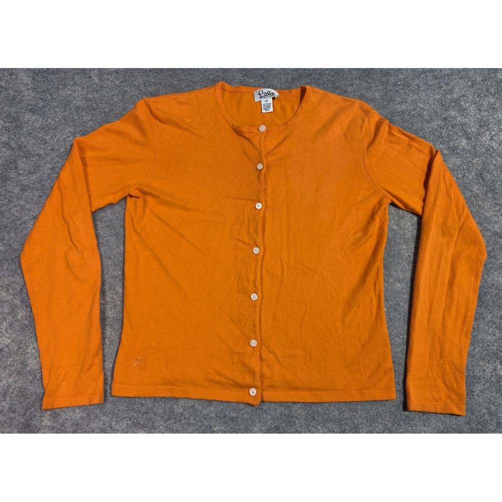 Lilly Pulitzer Womens Orange Button Front Cardigan Sweater Shirt XS Sunfaded